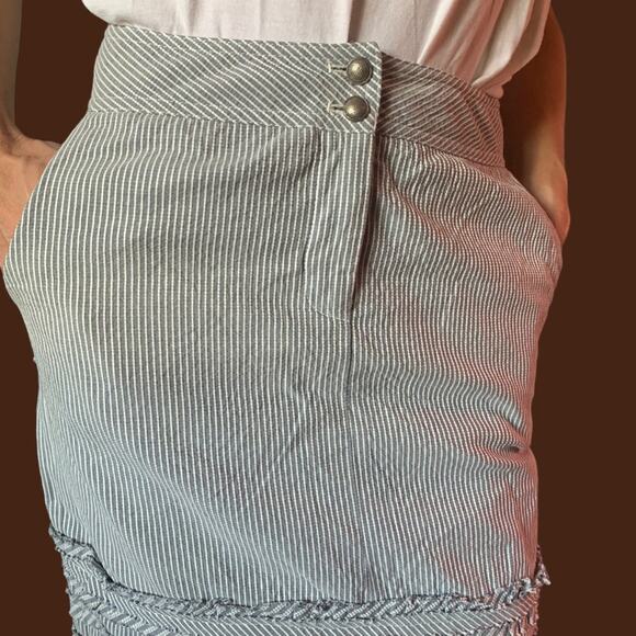 Cynthia Steffe Knee length Straight Ruffled New Prep Stripe Vintage Skirt Size 6 - Picture 12 of 12